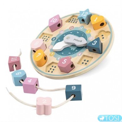 Дерев'яний сортер-шнурівка Viga Toys PolarB 44053 Годинник